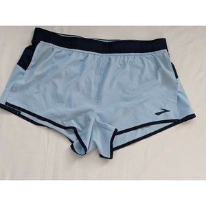 Brooks Womens Sky Blue Elastic Waist Running Athletic Workout Shorts Sz. Large